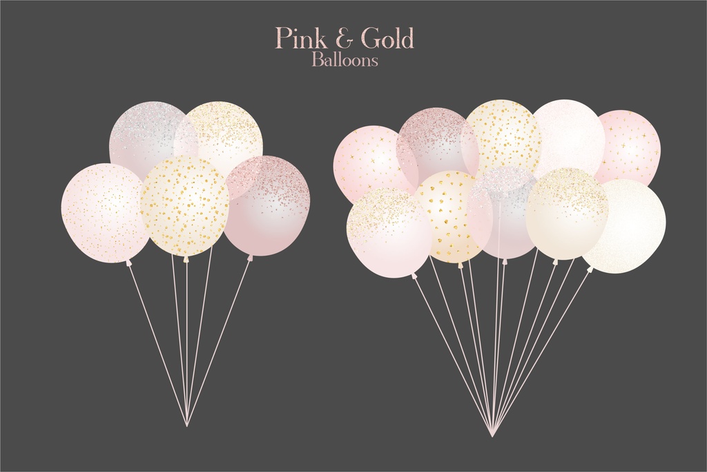 ピンクとゴールドの風船イラスト素材 お祝いイラスト素材 Pixelcafe Booth