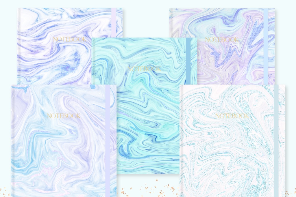 GoodNotes表紙セット|青のマーブル模様GoodNotesテンプレート