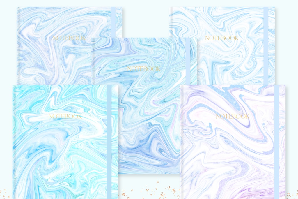 GoodNotes表紙セット|青のマーブル模様GoodNotesテンプレート