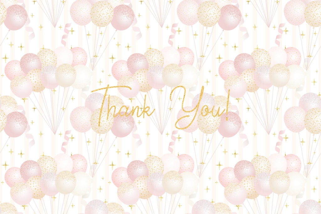 ピンクとゴールドの風船イラスト背景画像素材|誕生日背景素材, お祝い背景素材