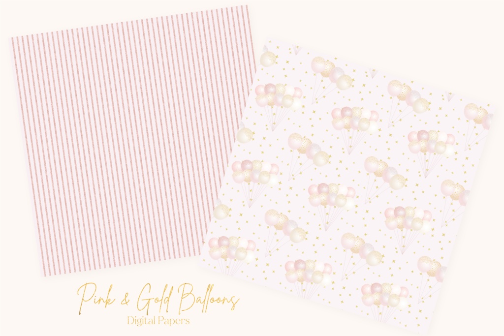 ピンクとゴールドの風船イラスト背景画像素材|誕生日背景素材, お祝い背景素材