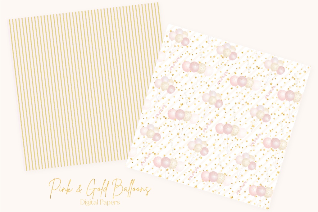 ピンクとゴールドの風船イラスト背景画像素材|誕生日背景素材, お祝い背景素材