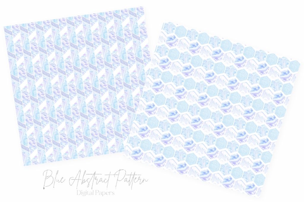 青マーブルの抽象的な幾何学パターン背景画像素材セット