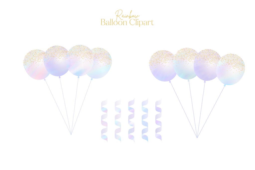 虹色カラフルな風船イラスト素材|風船PNGイラスト素材