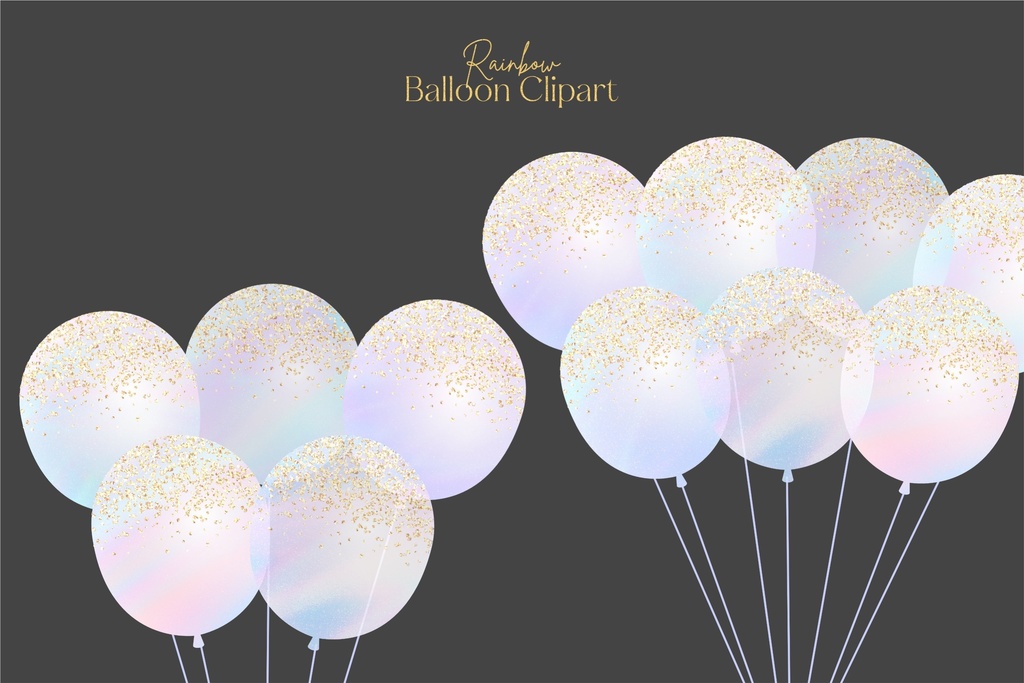 虹色カラフルな風船イラスト素材|風船PNGイラスト素材