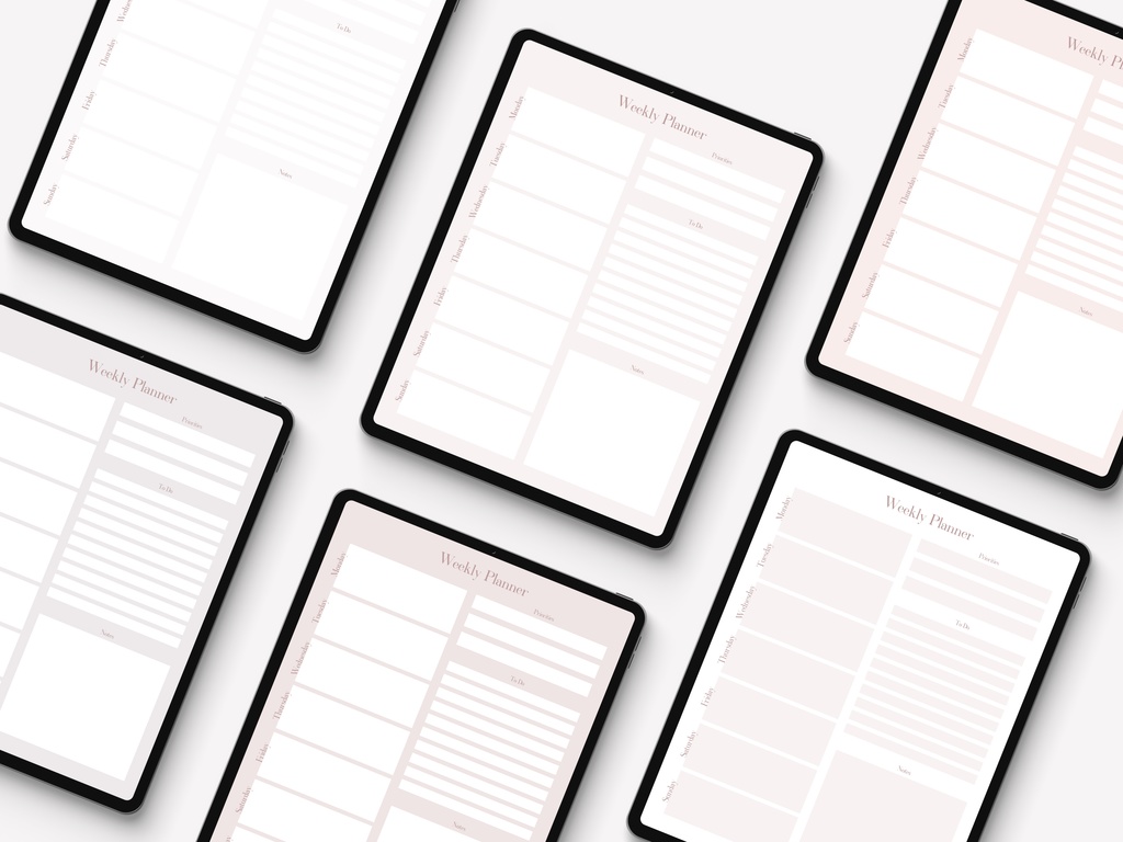 ミニマリストデジタルプランナー日付なし|デイリー・ウィークリー・マンスリースケジュールGoodNotesテンプレート