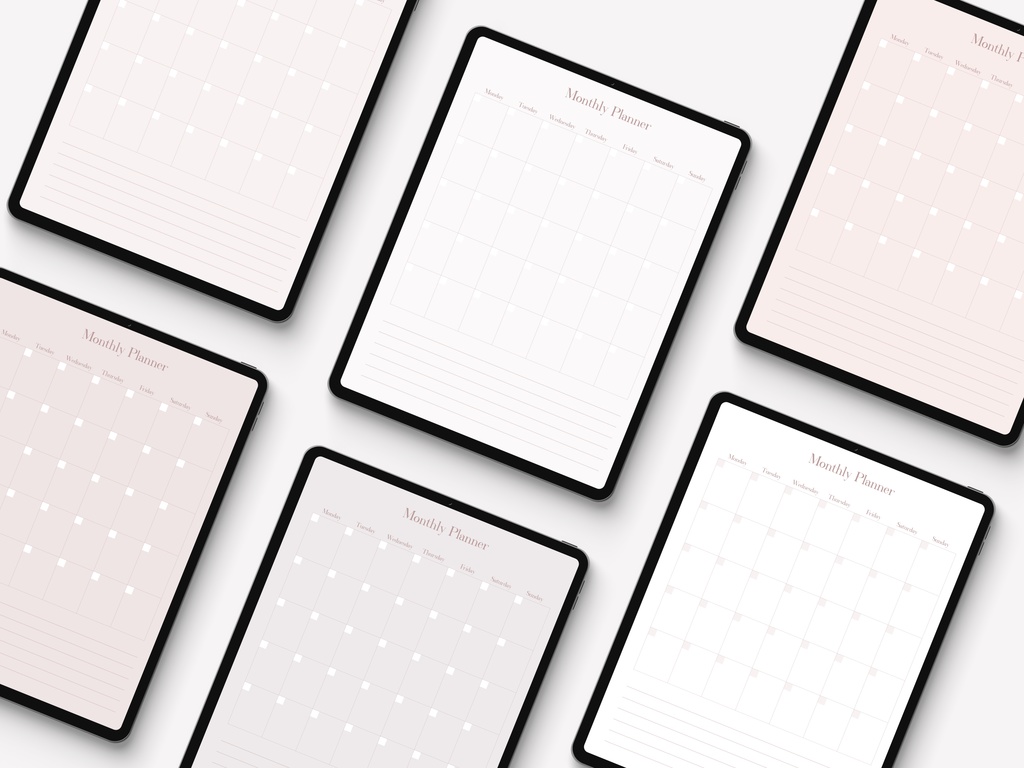 ミニマリストデジタルプランナー日付なし|デイリー・ウィークリー・マンスリースケジュールGoodNotesテンプレート