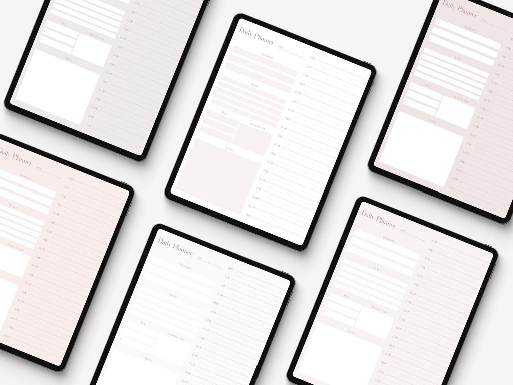 ミニマリストデジタルプランナー日付なし|デイリー・ウィークリー・マンスリースケジュールGoodNotesテンプレート