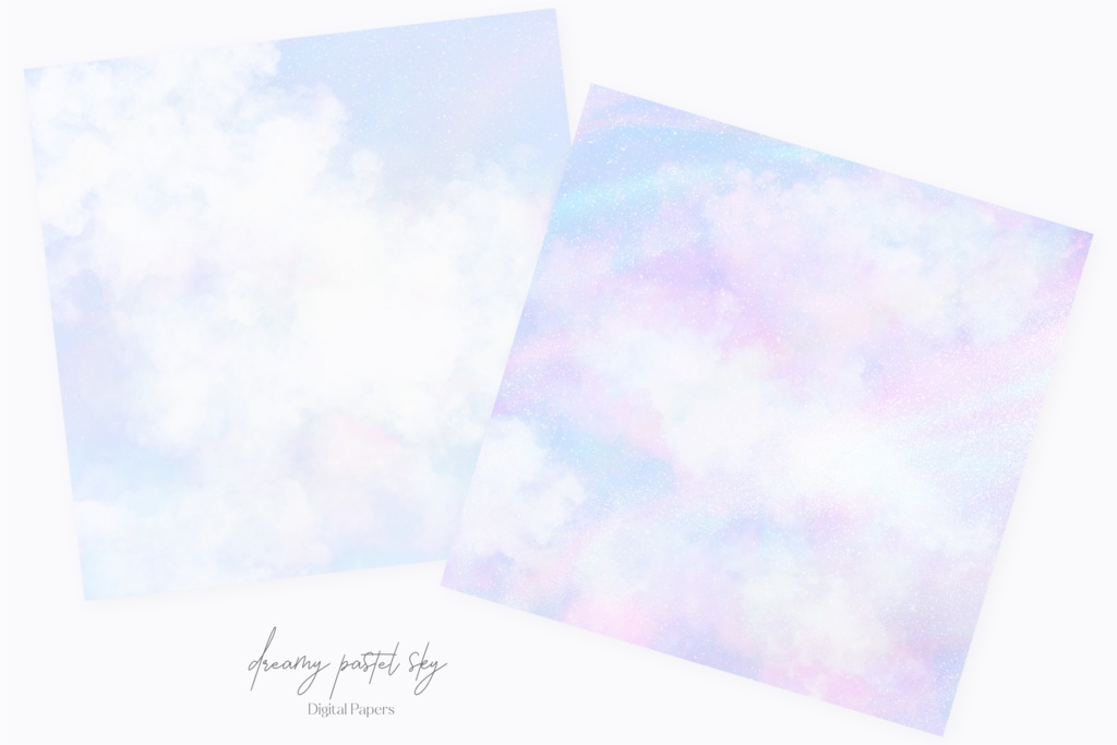 夢かわいいパステル虹色雲空の背景画像素材|幻想的ファンタジー背景素材