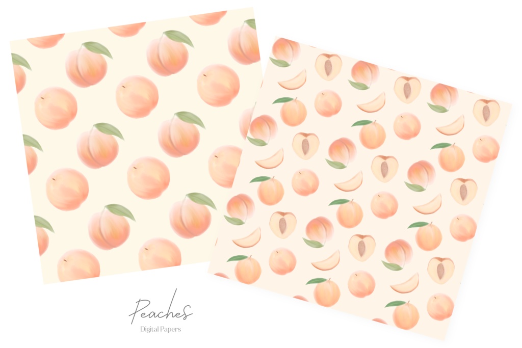 桃の水彩イラスト背景素材|ピーチ柄背景画像素材|桃シームレスパターン