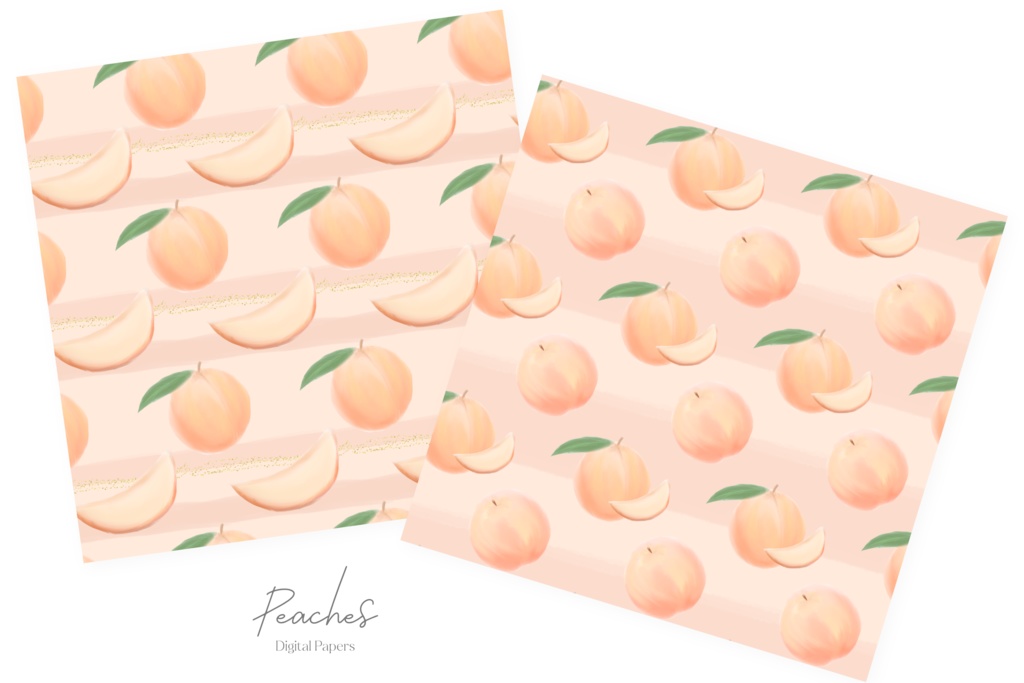 桃の水彩イラスト背景素材|ピーチ柄背景画像素材|桃シームレスパターン