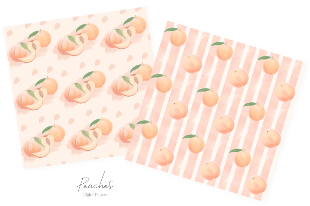 桃の水彩イラスト背景素材|ピーチ柄背景画像素材|桃シームレスパターン