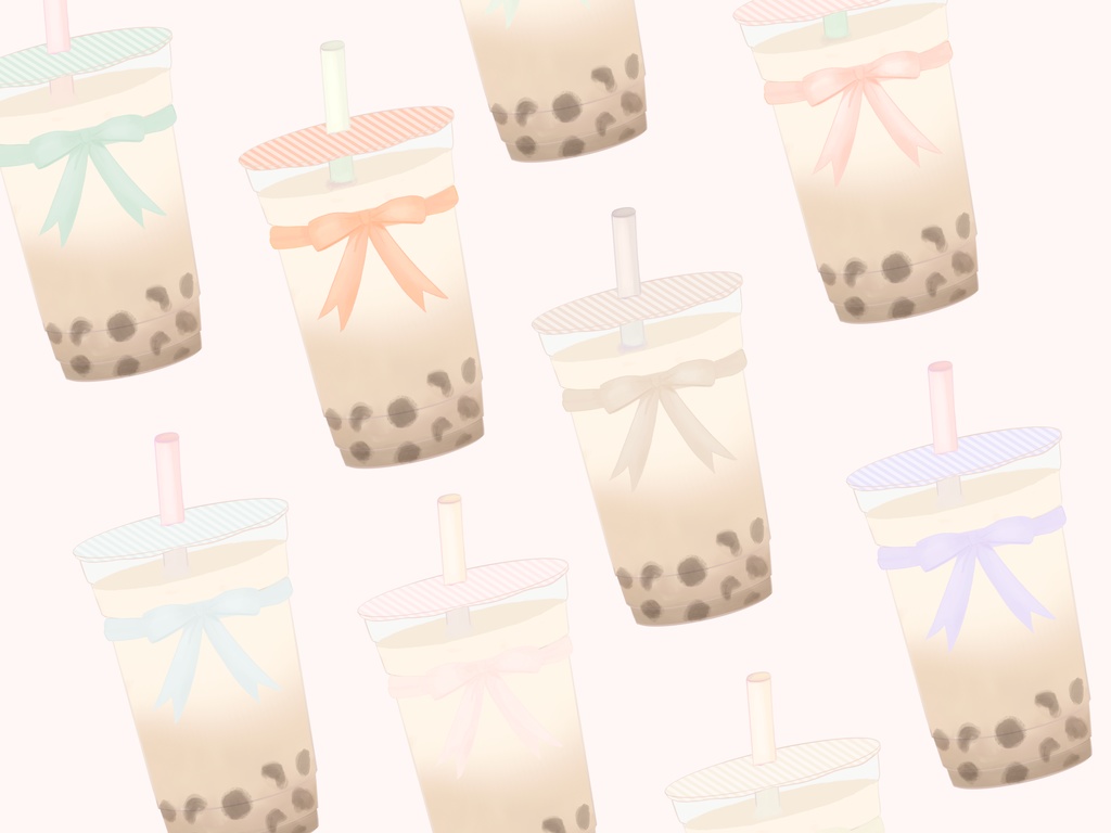 水彩風タピオカミルクティーイラスト素材