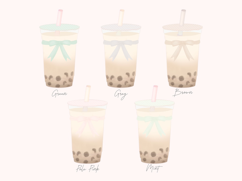 水彩風タピオカミルクティーイラスト素材
