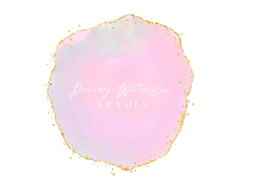 パステル水彩フレーム|パステルグラデーション背景|虹色水彩+グリッターフレーム素材