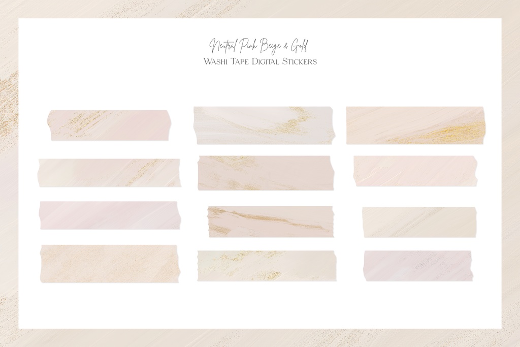 ピンクベージュ&ゴールドマスキングテープ素材 | デジタルテープ素材|エレガント素材
