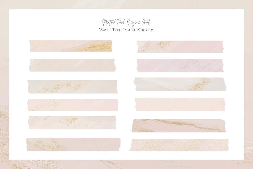 ピンクベージュ&ゴールドマスキングテープ素材 | デジタルテープ素材|エレガント素材