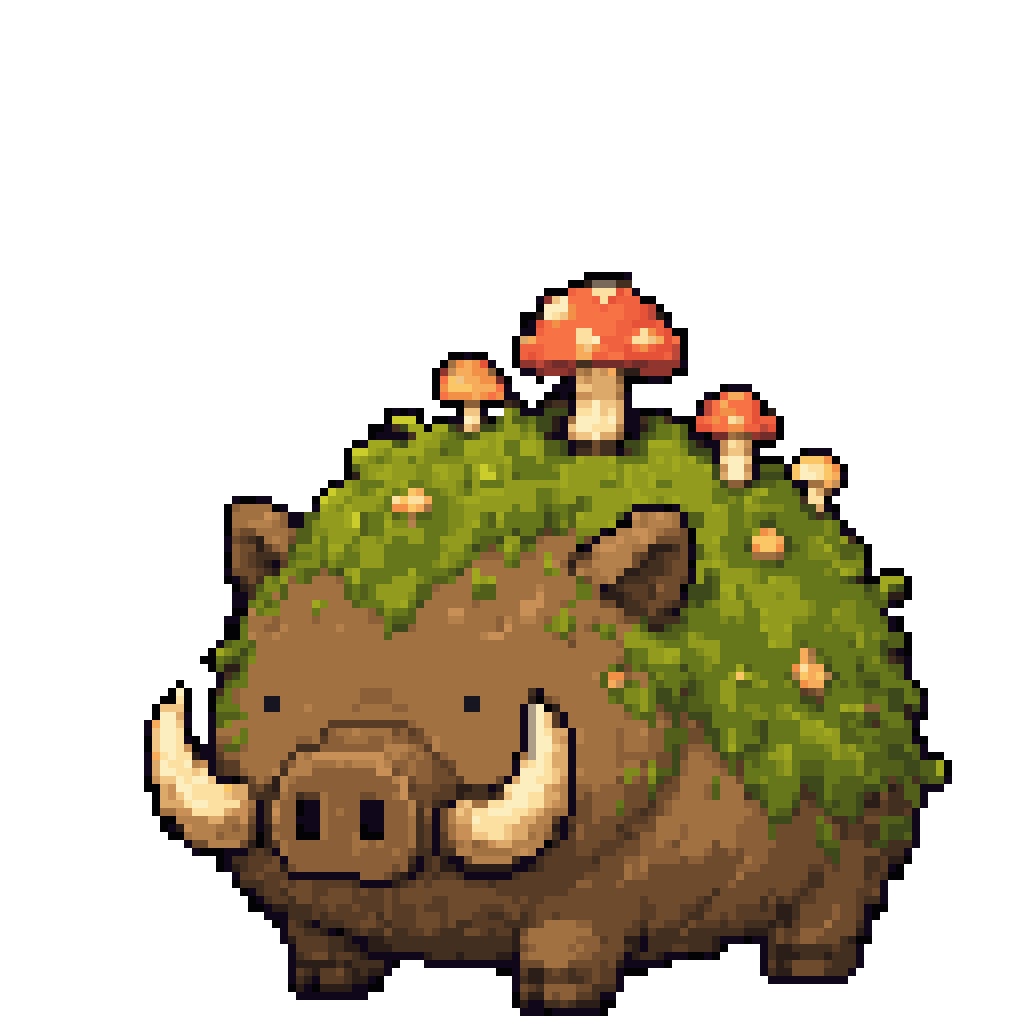 苔むしたイノシシ
