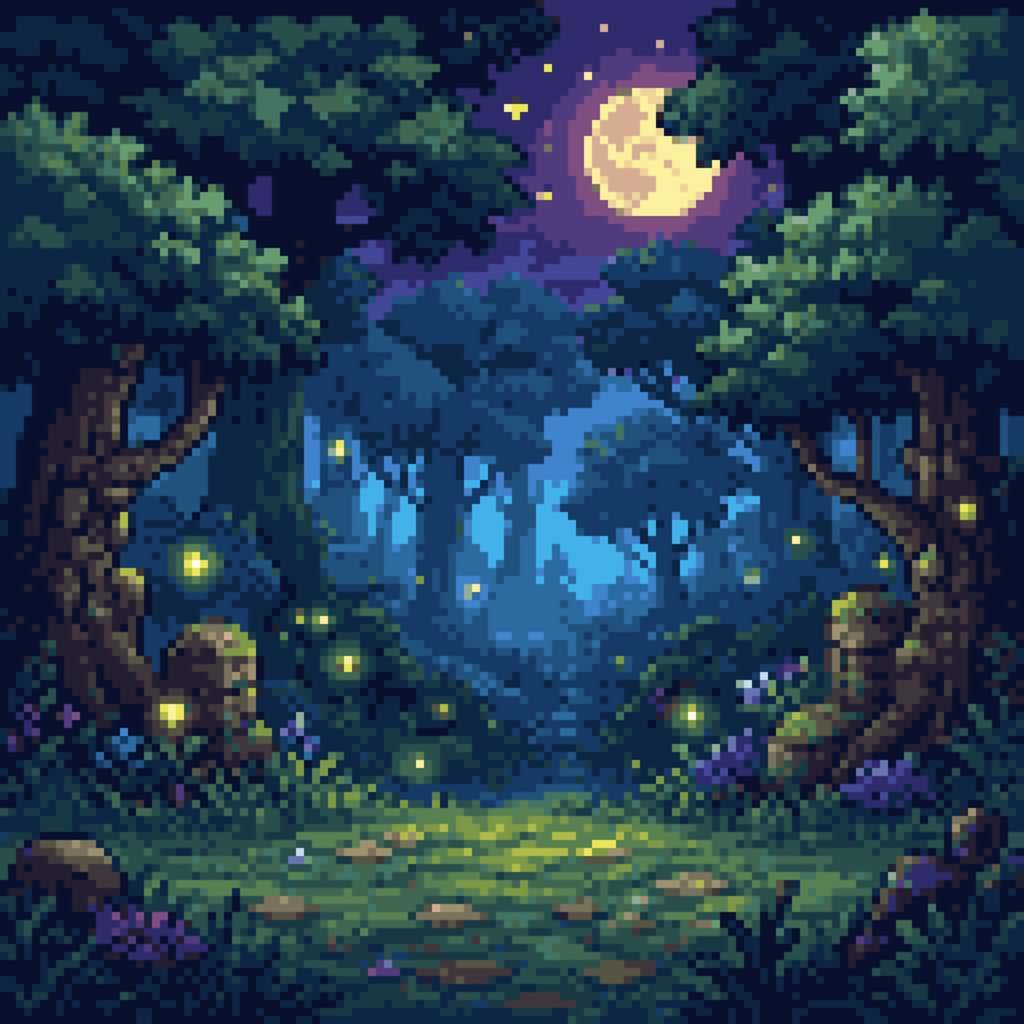 月夜の森