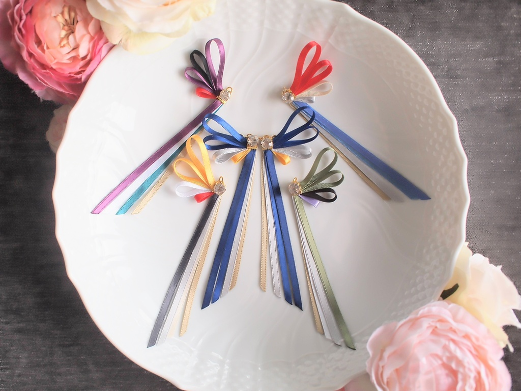 三日月宗近 小狐丸 石切丸 岩融 今剣【刀蝶の絹飾り】マスクリボンorピアスorイヤリング