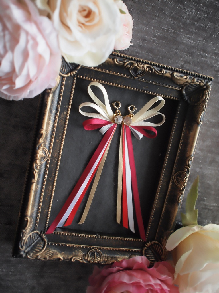 一文字則宗 南泉一文字 山鳥毛 日光一文字 姫鶴一文字【刀蝶の絹飾り】マスクリボンorピアスorイヤリング