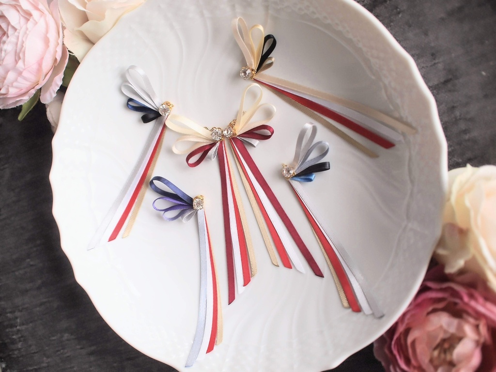 一文字則宗 南泉一文字 山鳥毛 日光一文字 姫鶴一文字【刀蝶の絹飾り】マスクリボンorピアスorイヤリング