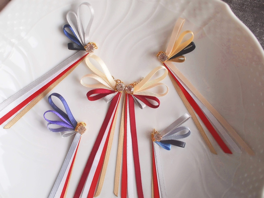 一文字則宗 南泉一文字 山鳥毛 日光一文字 姫鶴一文字【刀蝶の絹飾り】マスクリボンorピアスorイヤリング