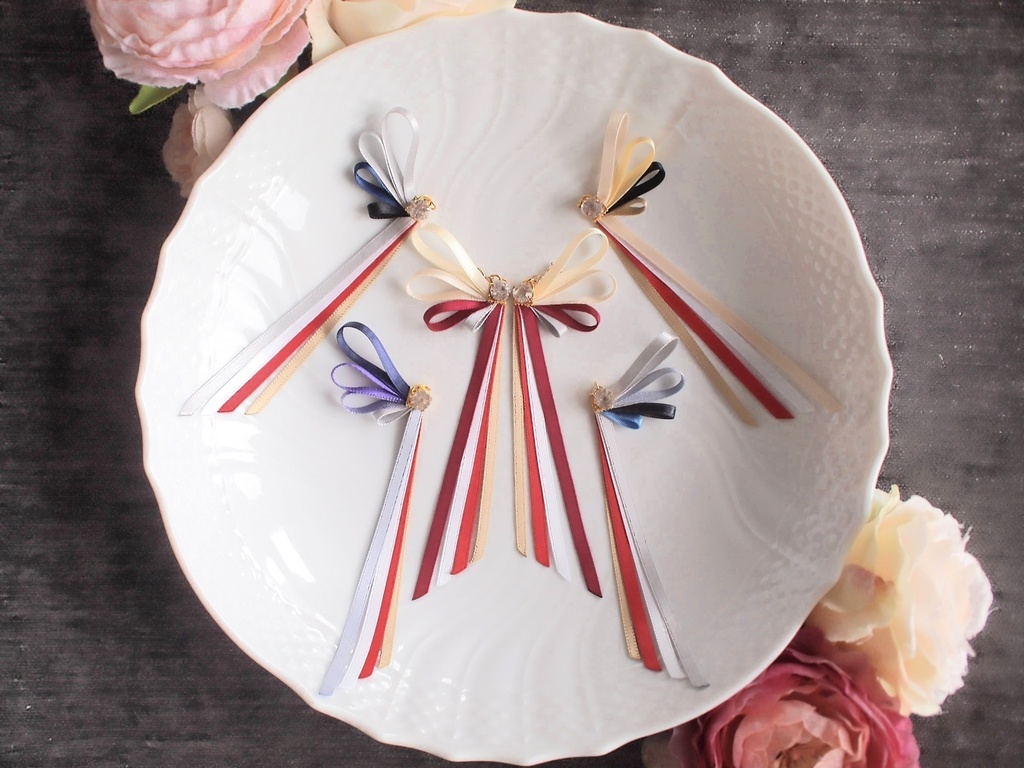 一文字則宗 南泉一文字 山鳥毛 日光一文字 姫鶴一文字【刀蝶の絹飾り】マスクリボンorピアスorイヤリング