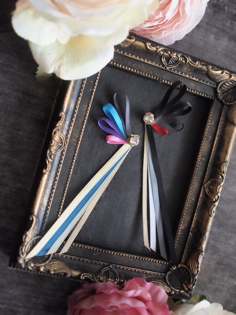 和泉守兼定 山姥切国広 南泉一文字 大包平 肥前忠広 小竜景光 【刀蝶の絹飾り】マスクリボンorピアスorイヤリング