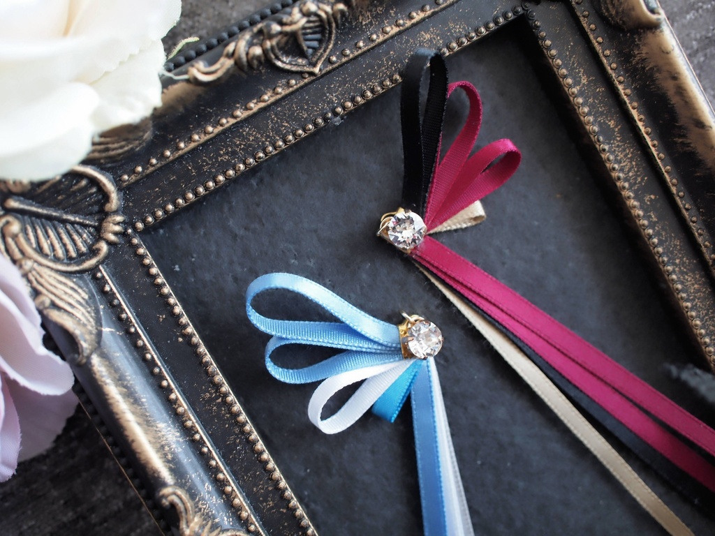 加州清光 大和守安定 和泉守兼定 堀川国広 蜂須賀虎徹 長曽祢虎徹 【刀蝶の絹飾り】マスクリボンorピアスorイヤリング