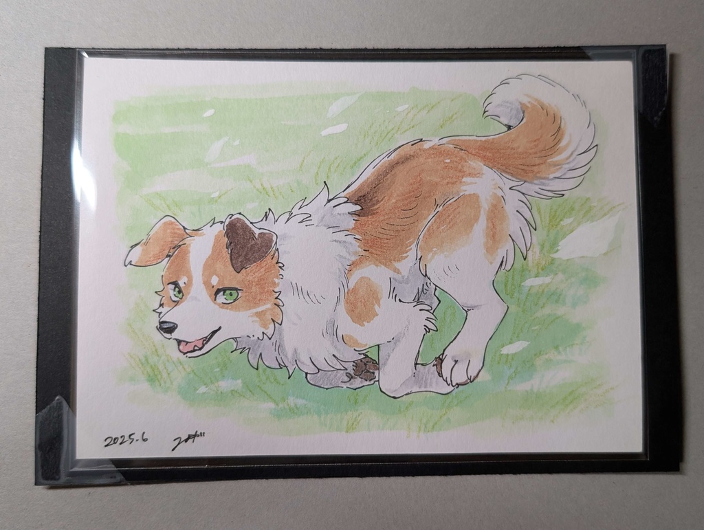 ポストカードサイズ　原画　犬１