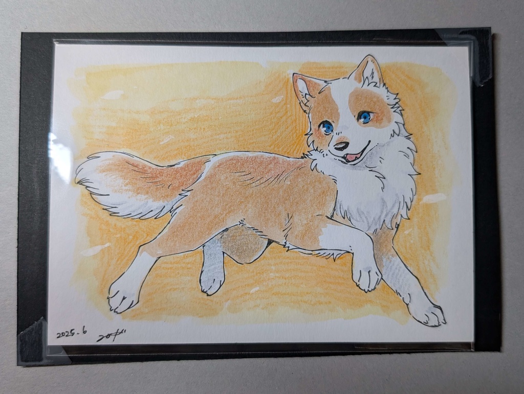 ポストカードサイズ　原画　犬２