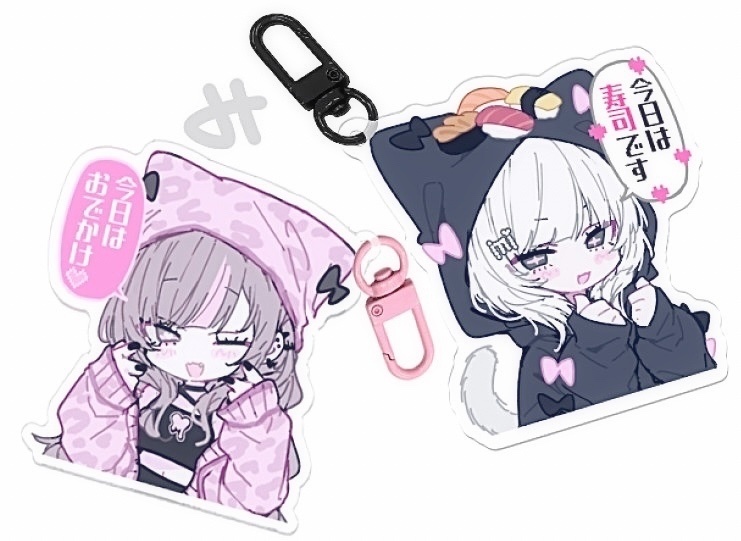 【予約】mitanちゃん&しょこら姫おでかけキーホルダー🩷🖤