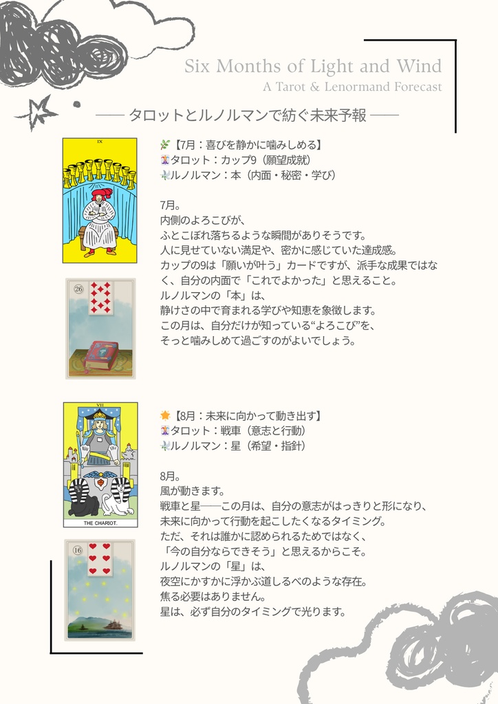 【PDF鑑定書】雲のたより|あなたの半年を読み解く、風のリーディング