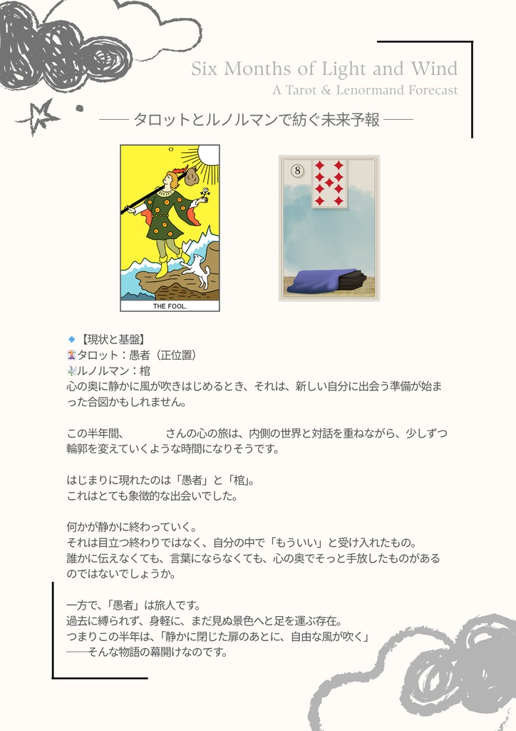 【PDF鑑定書】雲のたより|あなたの半年を読み解く、風のリーディング