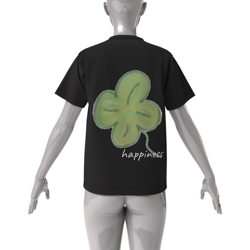 四つ葉のクローバービッグシルエットTシャツ happiness