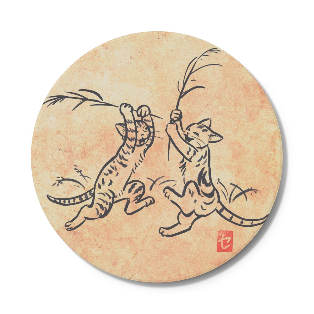 鳥獣戯画風濃虎＆薄虎コースター