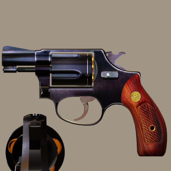 【ボーン付き3Dモデル】5Shot Revolver D36 model2inch【小道具/拳銃】