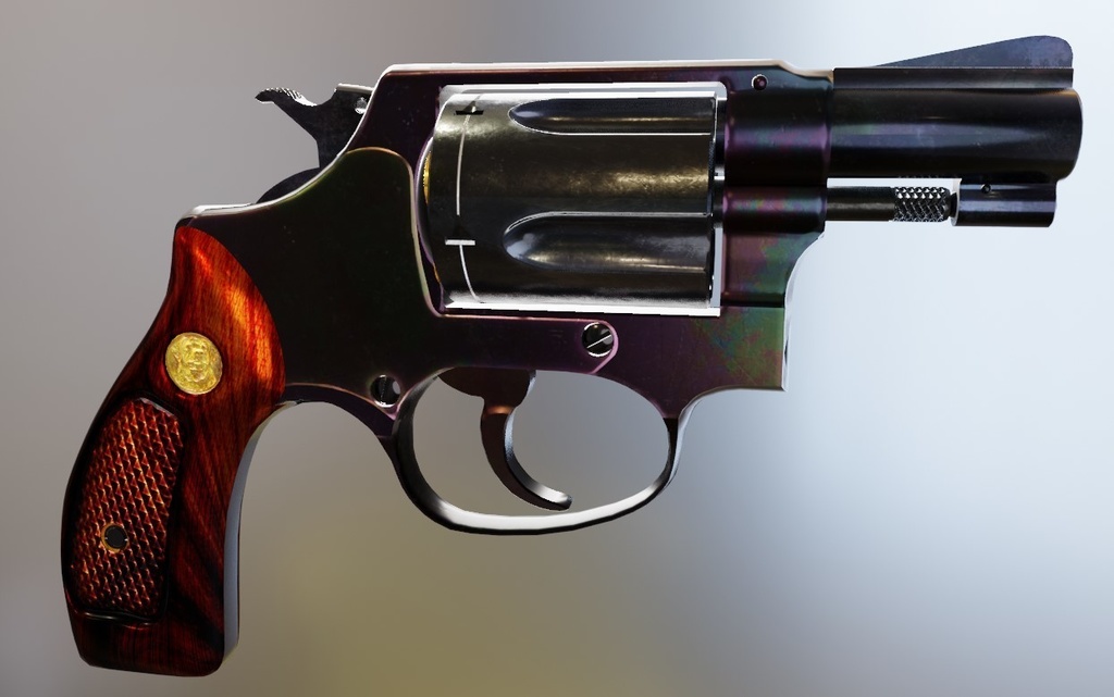 【3Dリボルバー】5Shot Revolver D36 model2inch【小道具/拳銃】