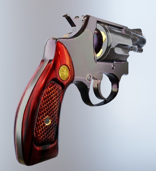 【3Dリボルバー】5Shot Revolver D36 model2inch【小道具/拳銃】