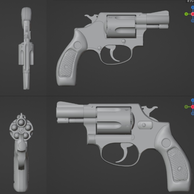 【ボーン付き3Dモデル】5Shot Revolver D36 model2inch【小道具/拳銃】