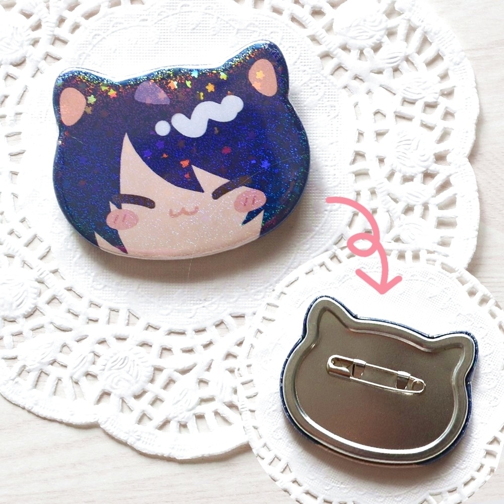 ねこ型缶バッジ