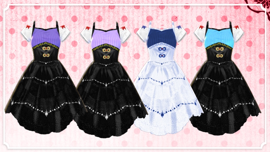 【VRoid】 Fancy Dress Pack 【20 Colors】