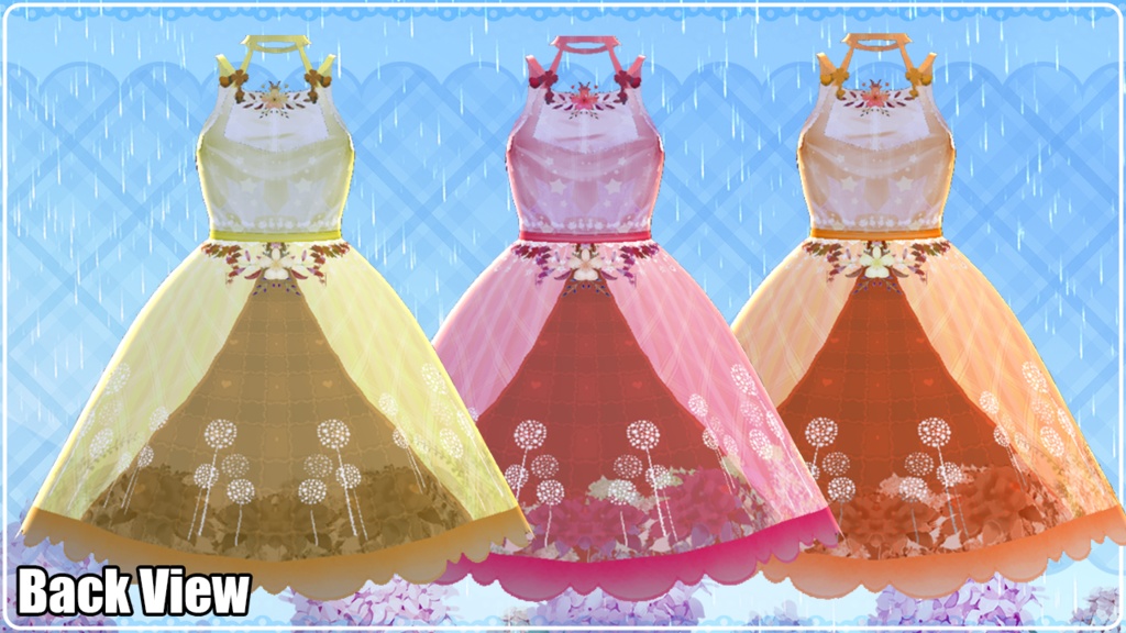【VRoid】Hydrangea Dress Pack【7 Colors /3 Bracelets/ PSD File】
