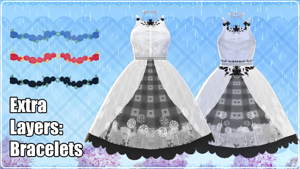 【VRoid】Hydrangea Dress Pack【7 Colors /3 Bracelets/ PSD File】