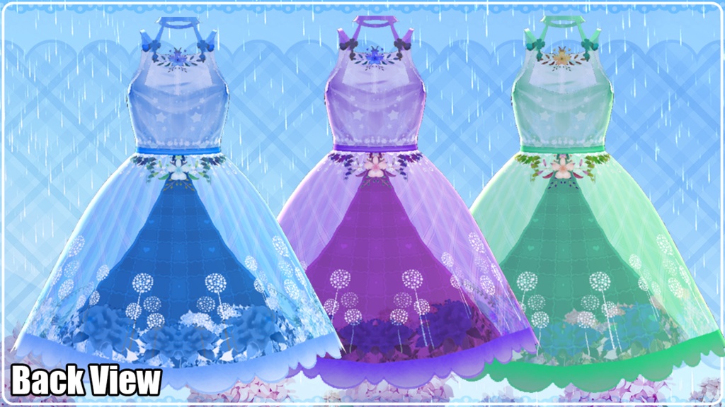 【VRoid】Hydrangea Dress Pack【7 Colors /3 Bracelets/ PSD File】