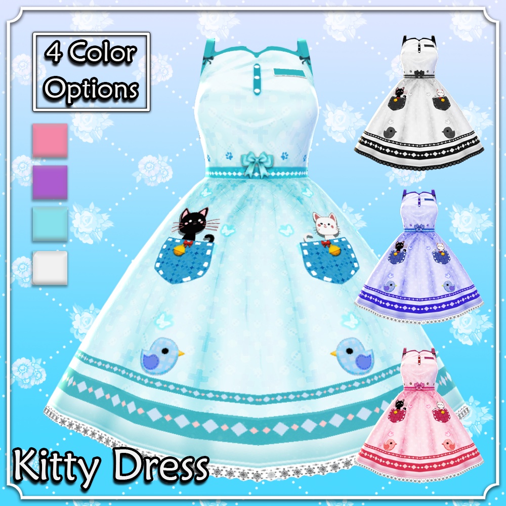 【VRoid】 Kitty Dress - 4 Colors