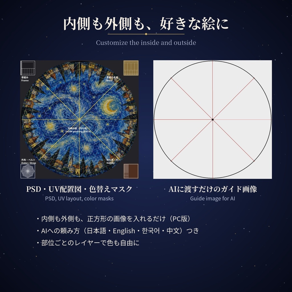 星月夜の傘 Starry Night Umbrella【VRChat / Quest対応 / Modular Avatar】