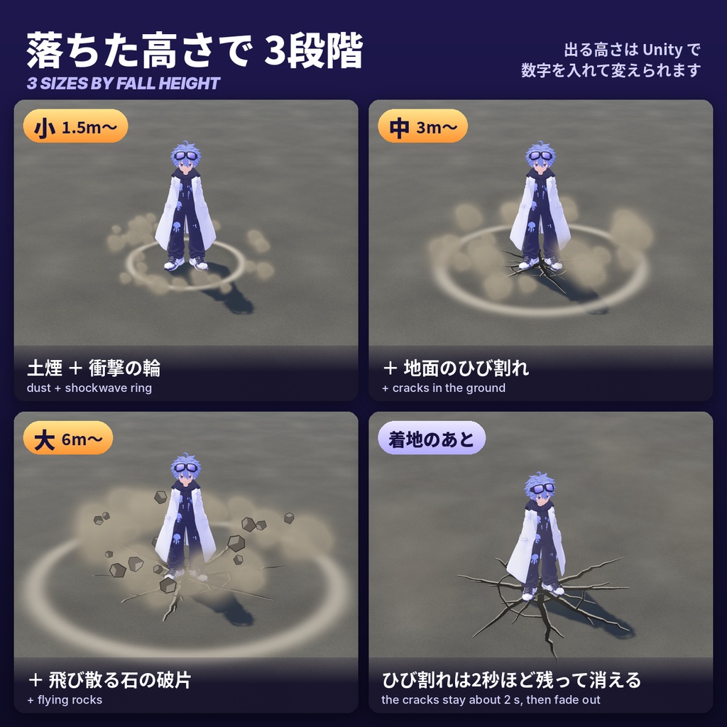 ヒーロー着地エフェクト Hero Landing FX【VRChat / Modular Avatar / 0bit】