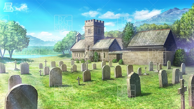 Bg 教会裏の墓地 Bgスポット 背景素材ショップ Booth